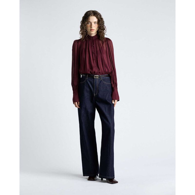 Cue Plum Self Stripe Blouse image number 3